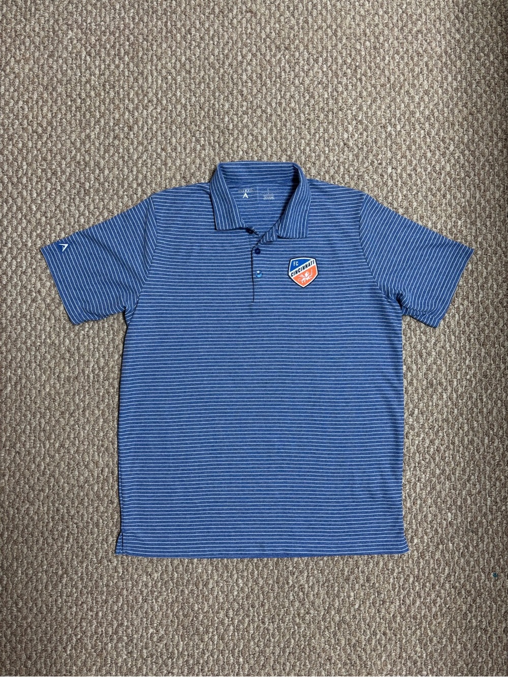 FC Cincinnati Blue Striped Casual Antigua MLS Soccer Polo